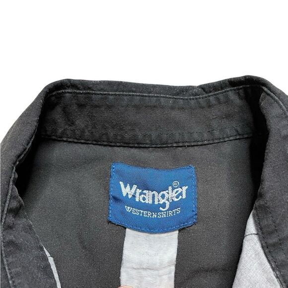 Vintage 90s Wrangler Western Button Down Shirt Aztec Black Size XXL - Picture 8 of 8